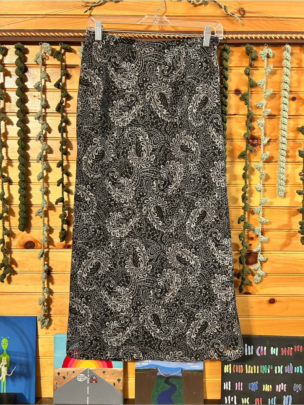Requirements Black & White Paisley Maxi Skirt